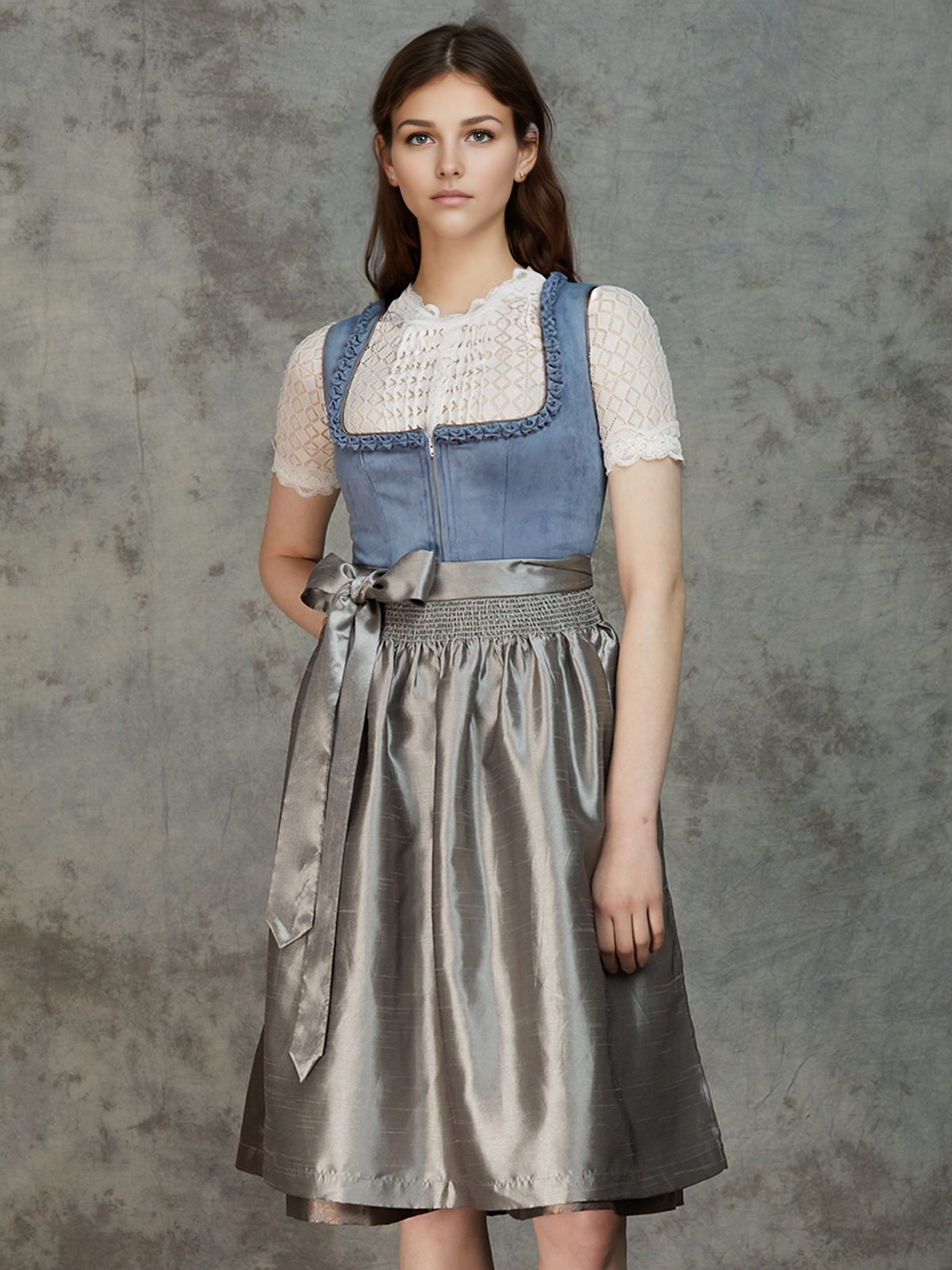 Elegantes blaues Leder Dirndl