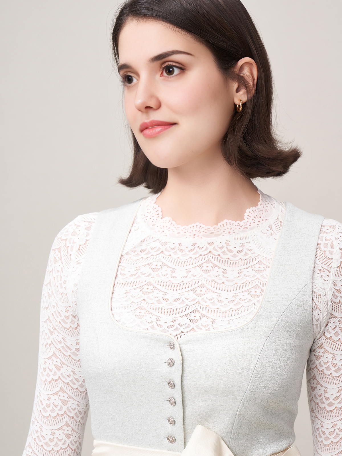 Trachten Rock in Blau mit floralen Details