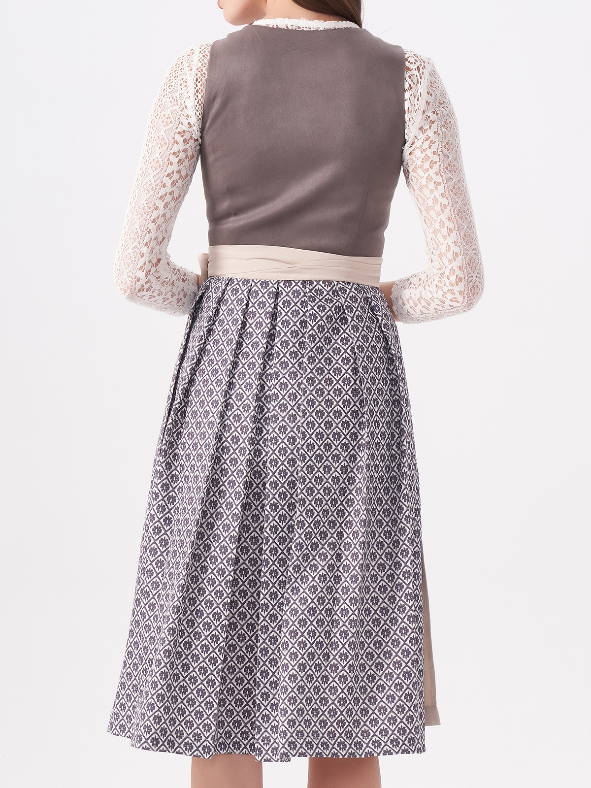 Alpenherz Dirndl Samt in Grau
