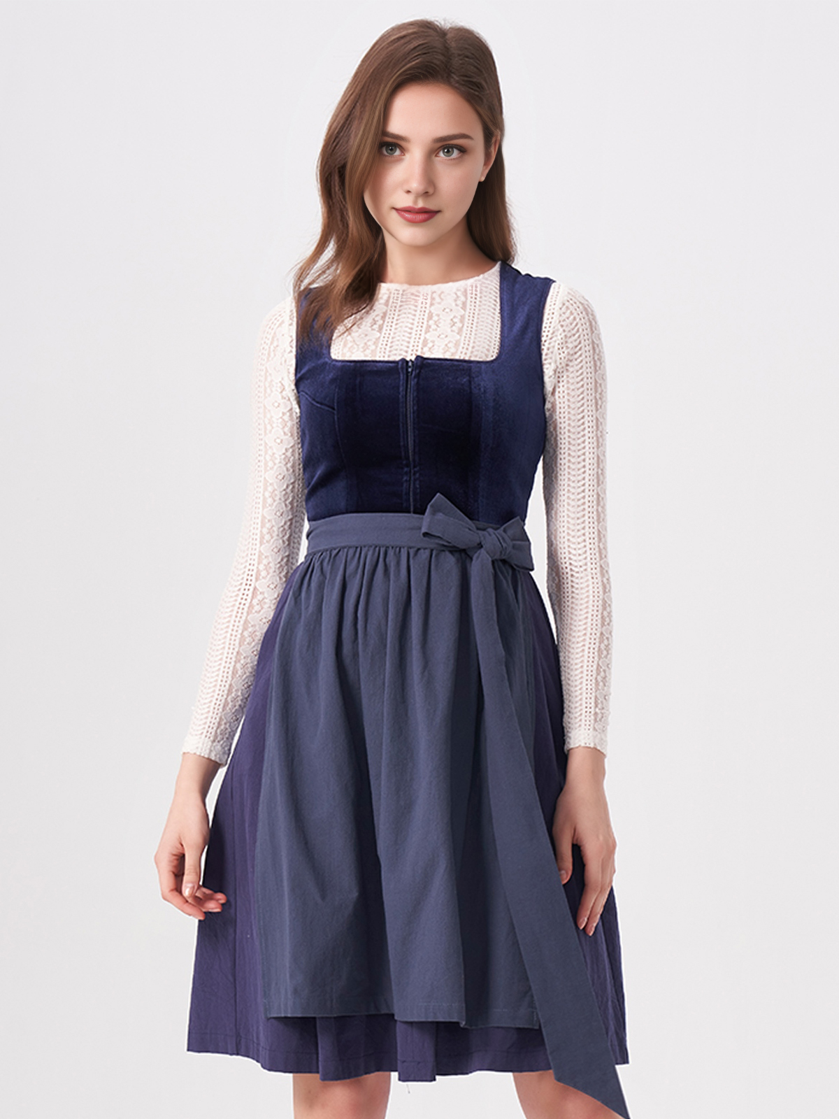 Dirndl Beige Blau