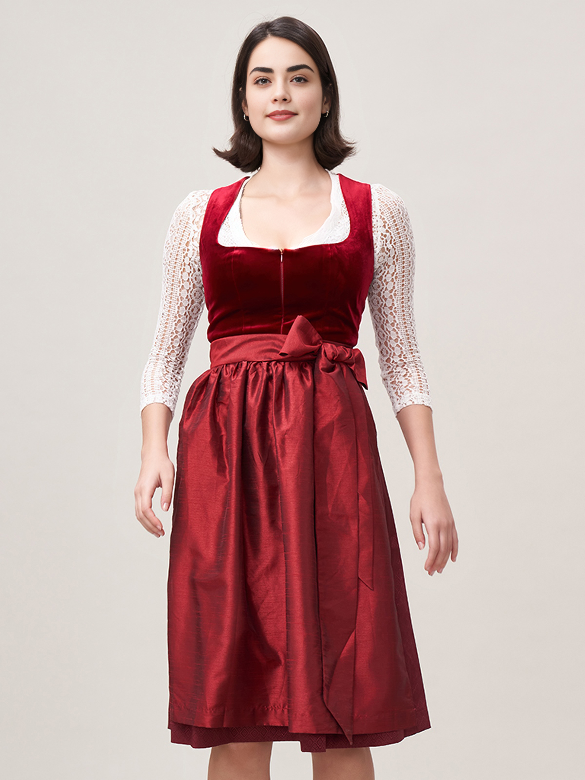 Dirndl dunkelrot samt – Eleganz in Samt und dunklem Rot